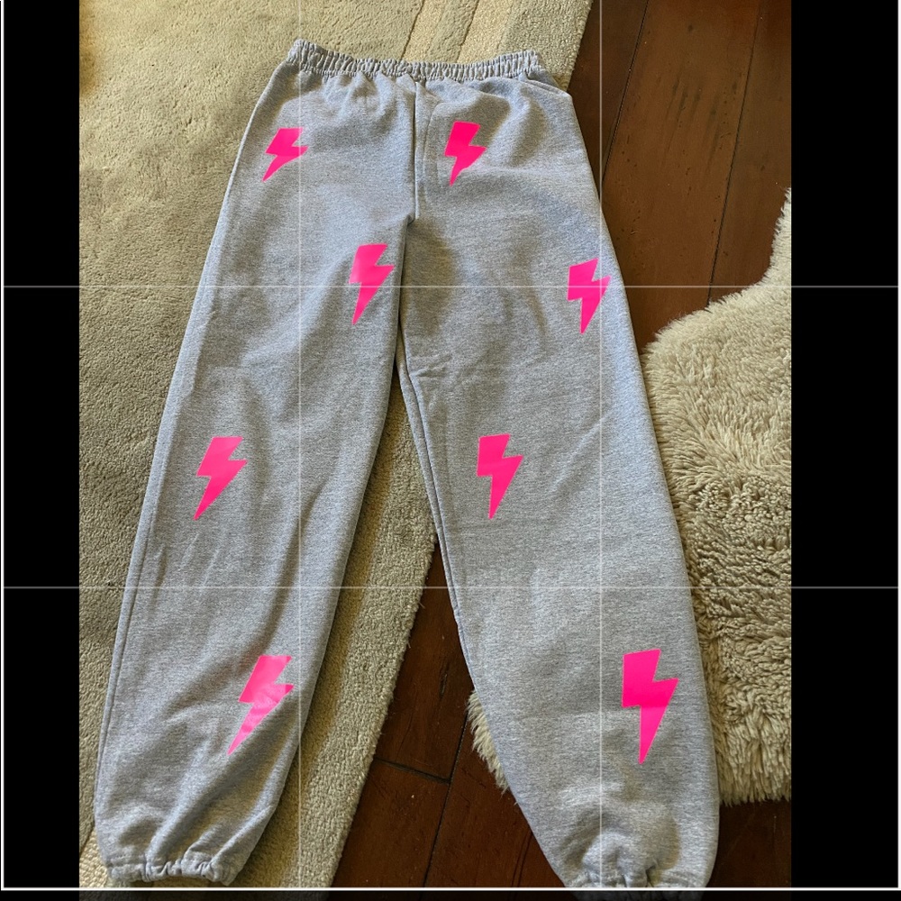 Unworn Pink Lightning Bolt Sweats